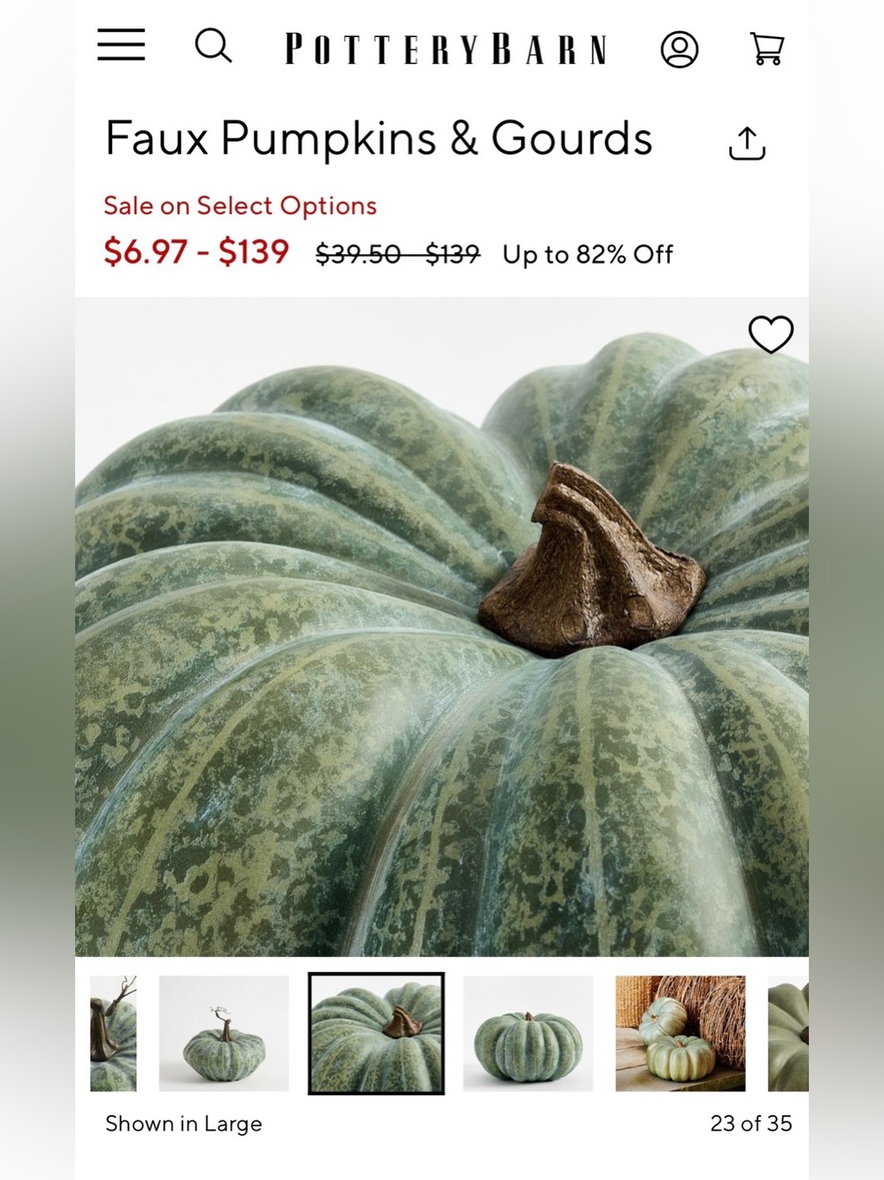 Fall Faux LARGE GREEN SPECKLED Pumpkin - Picture 15 of 16